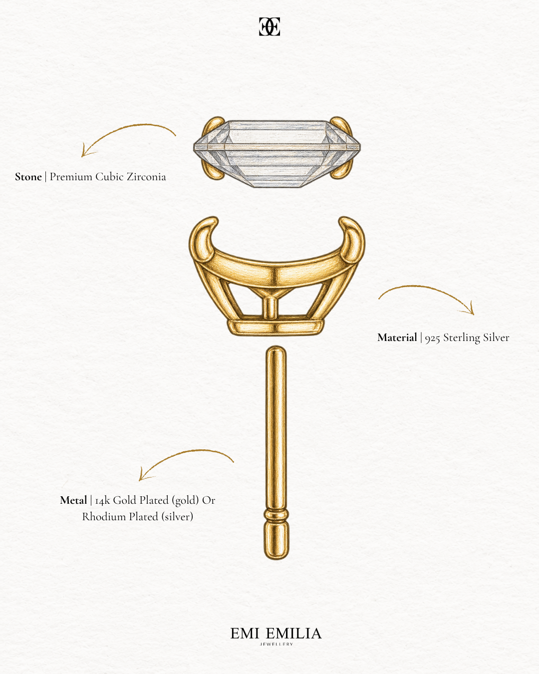 Emi Emerald-Cut Studs