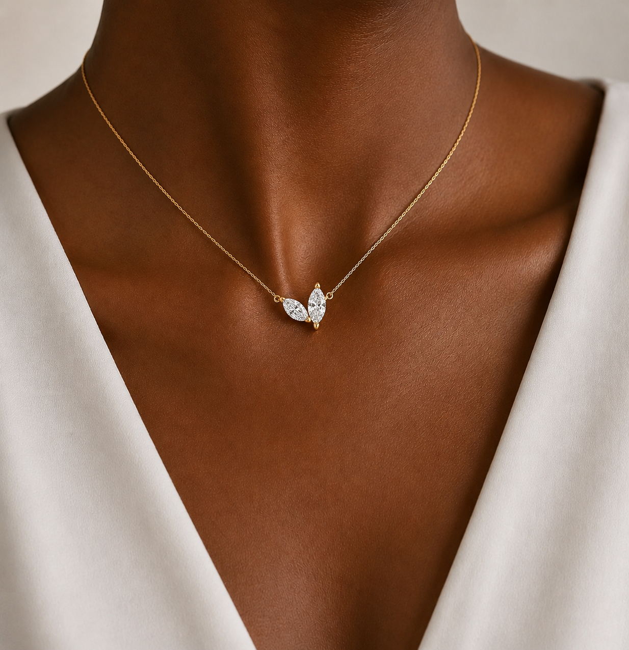 Margot Twin Marquise Stones Necklace