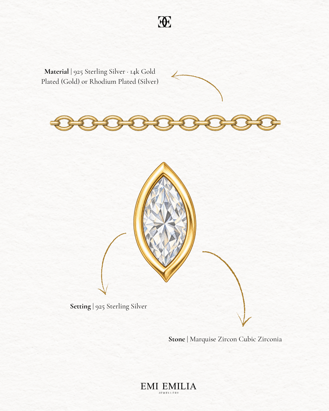 Margot Marquise-Cut Stones Necklace